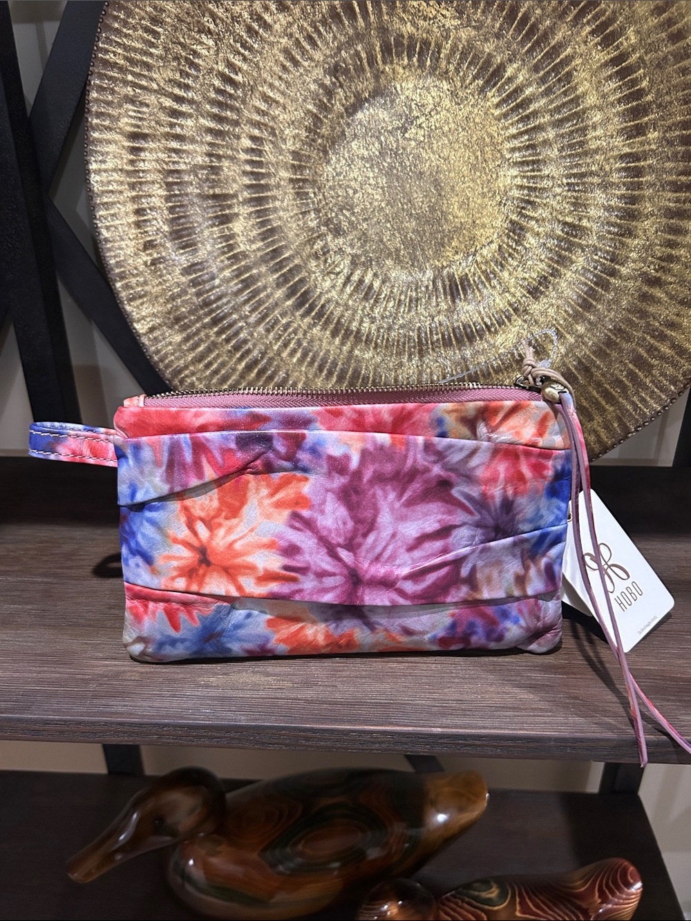 HOBO Multicolor Tie-Dye Wristlet Clutch - Coral, Purple, Blue